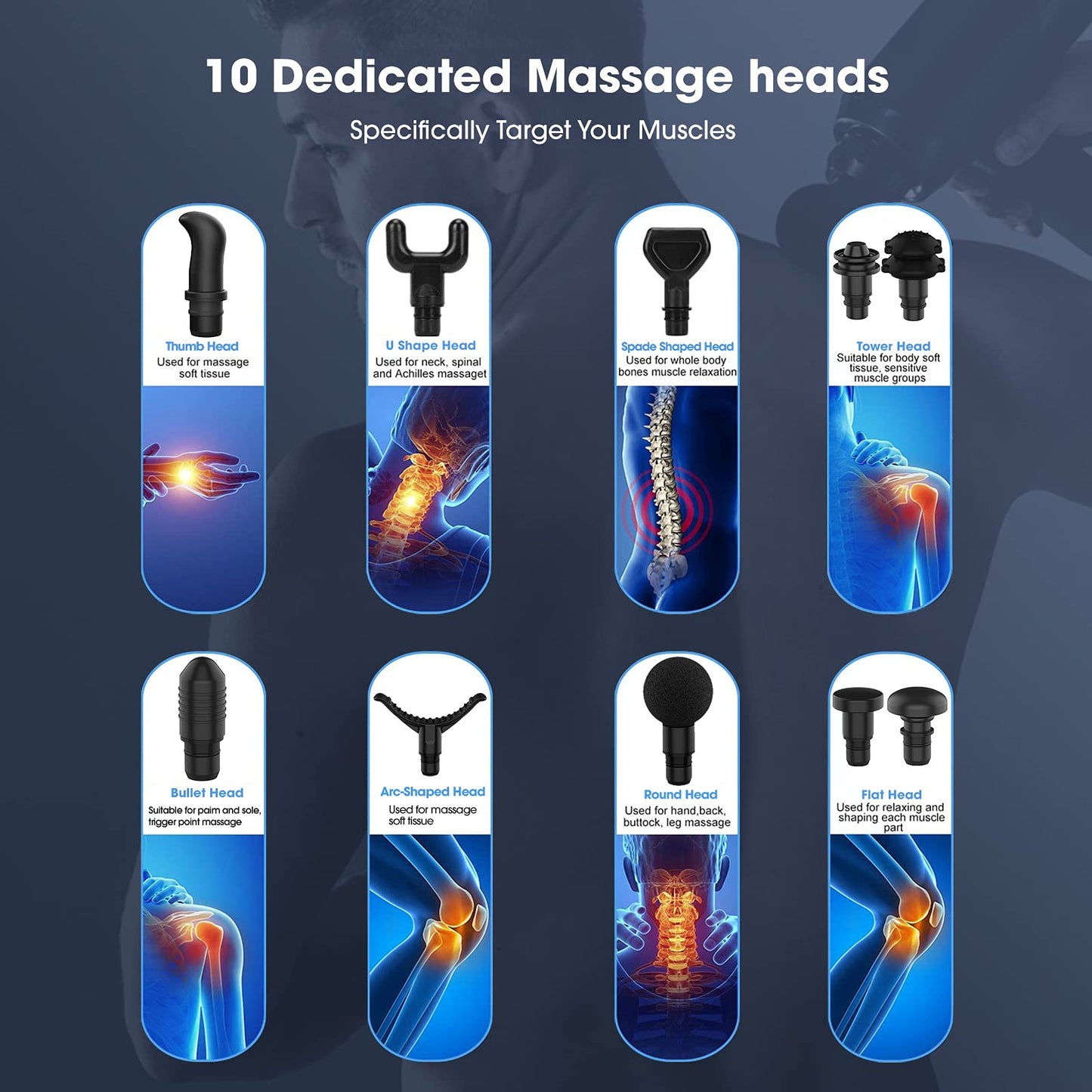 Cotsoco 30 Speeds Professional Deep Tissue Massage Gun with 10 Massage Heads