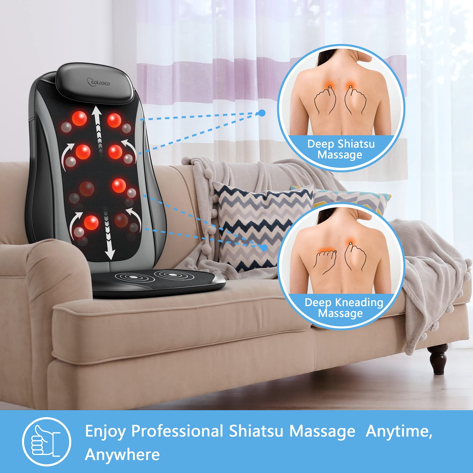 Portable Massage Chair Kneading Back Neck Massager Home Office Seat Shiatsu  Massage Cushion with Heat - China Massage Cushion, Shiatsu Massage Cushion