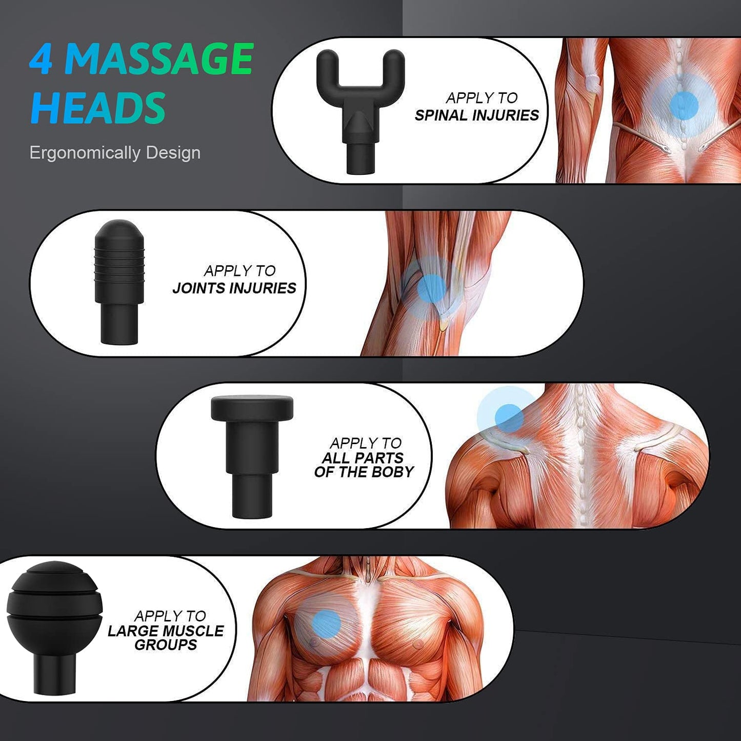 Cotsoco 6 Speeds Massage Gun, Cordless Handheld Deep Tissue Muscle Massager (Silver)